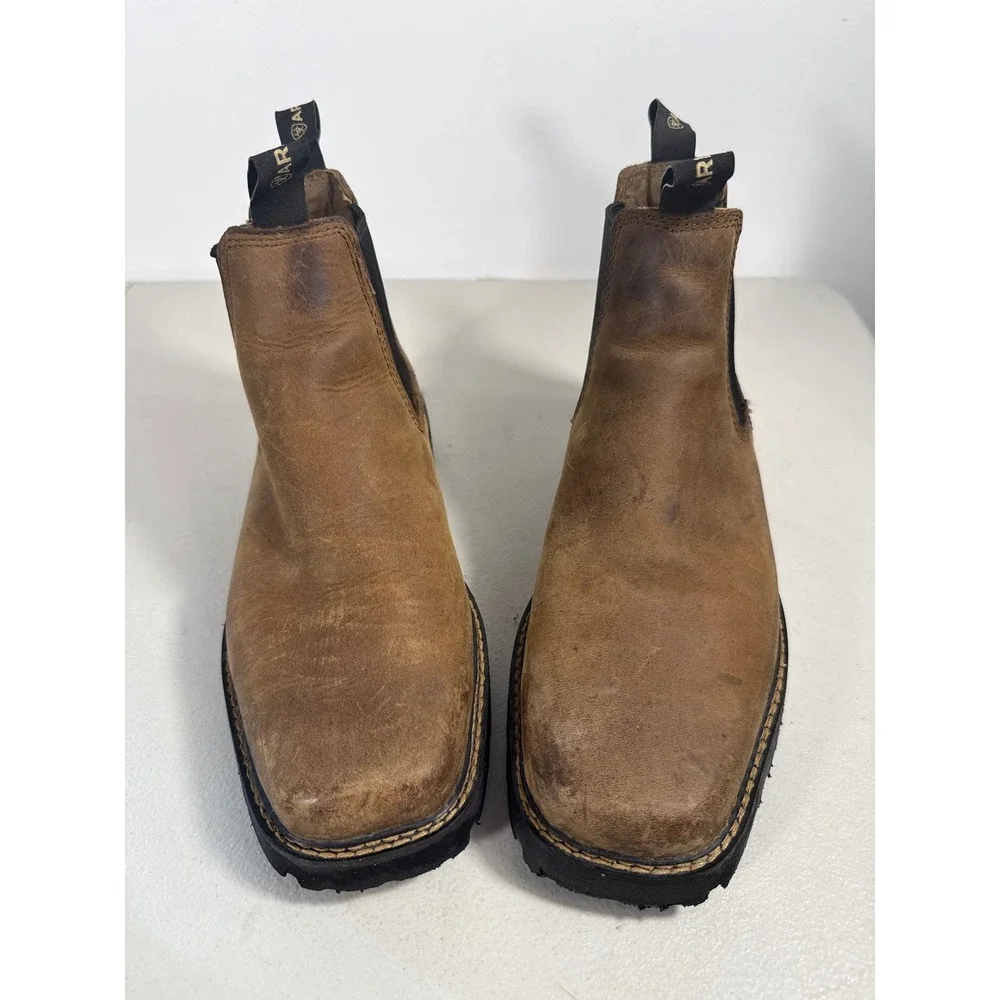 Ariat Mens Spot Hog Peanut Brown Leather Chelsea Boots 10002532 Size 8.5 D